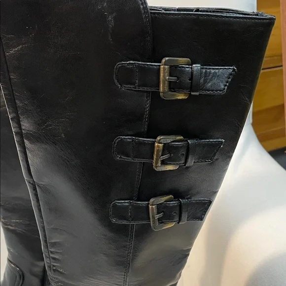 Paul Green Black Leather Knee-High Boots Sz 9 - Picture 2 of 9
